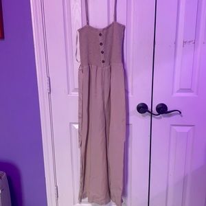 Brown button up jumpsuit